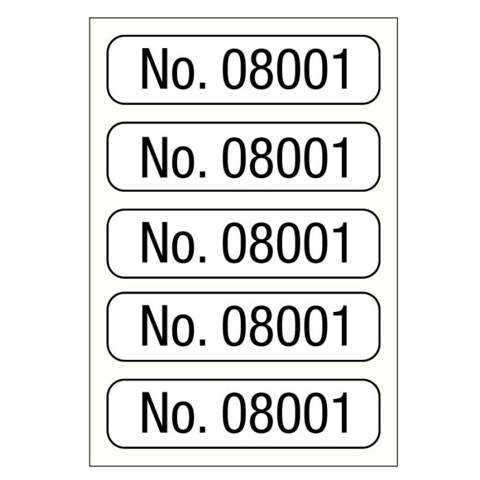 No. 08001-09000, Consecutive Number Label, 1" x 1/4" main product photo