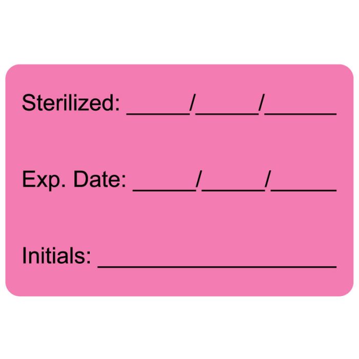 Sterilized, Sterilization Label EXP DATE, 3" x 2" main product photo