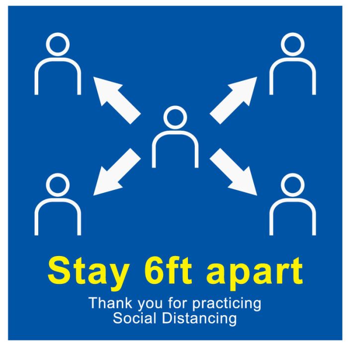 6 Ft Social Distancing Label, 6" x 6" main product photo