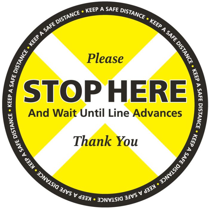 Keep Safe Distance Floor Label, 17" Dia main product photo