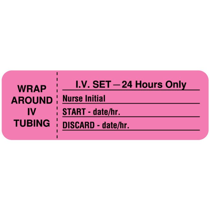 24 Hours, IV Tubing Change Label, 3" x 1" main product photo
