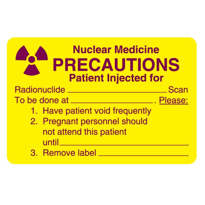 Nuclear Medicine Precautions P, Radioactive Warning Label, 3" x 2" main product photo