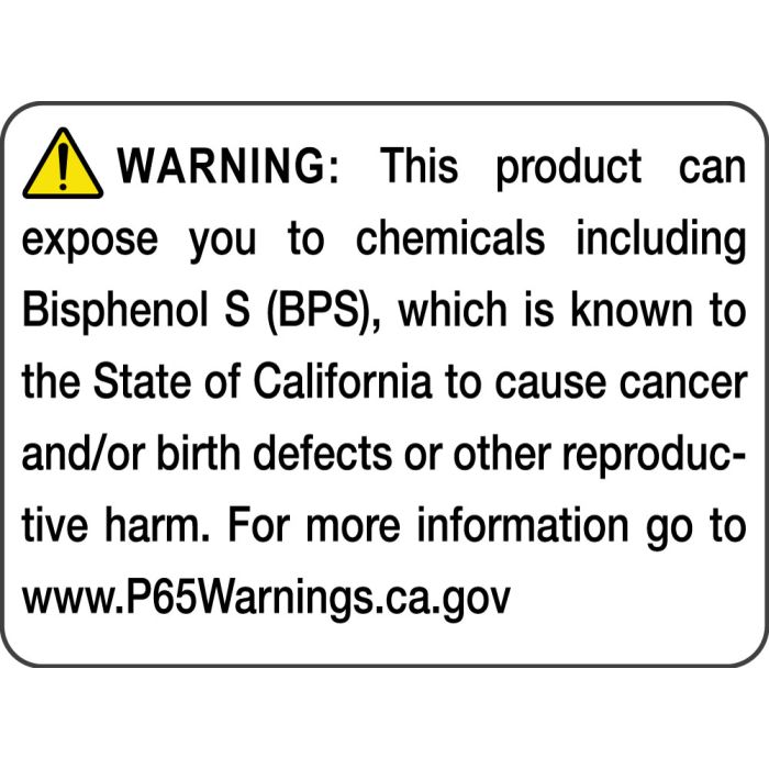Prop 65 Warning, Bisphenol S, 2-3/8" x 1-3/4" main product photo