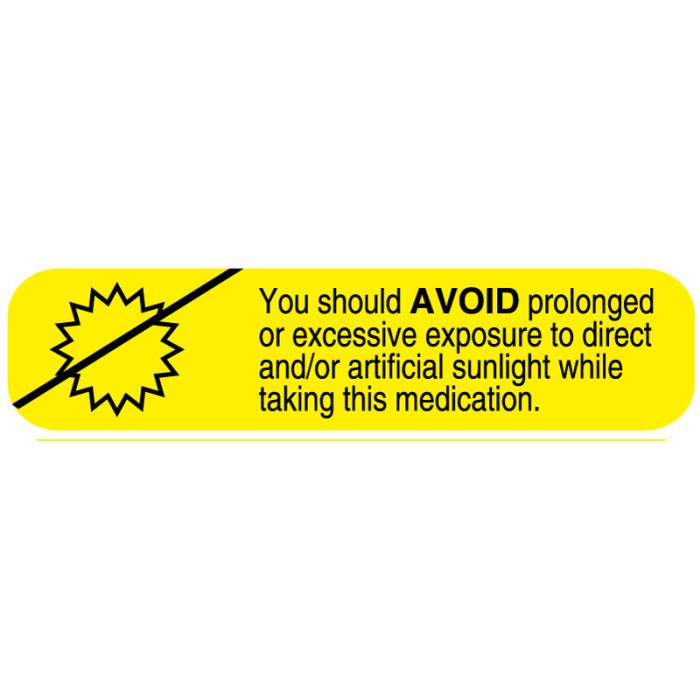 Avoid Sunlight, Medication Instruction Label, 1-5/8" x 3/8" main product photo
