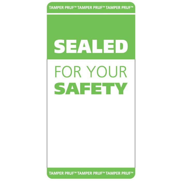 Sealed For Your Safety, Tamper-Evident Food Delivery Label, Green, 2" x 4" main product photo