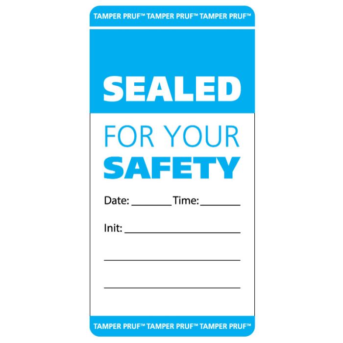 Sealed For Your Safety, Tamper-Evident Food Delivery and Storage Label, Blue, 2" x 4" main product photo