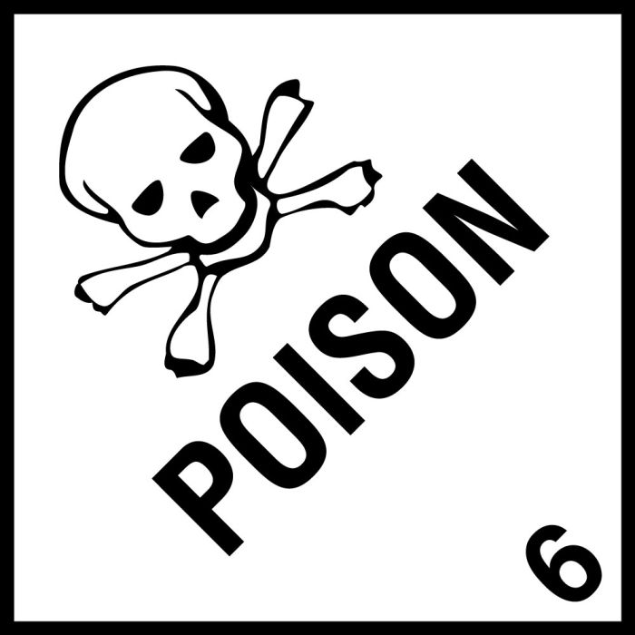 Poison Hazard Class 6 Shipping Label, 4" x 4" main product photo