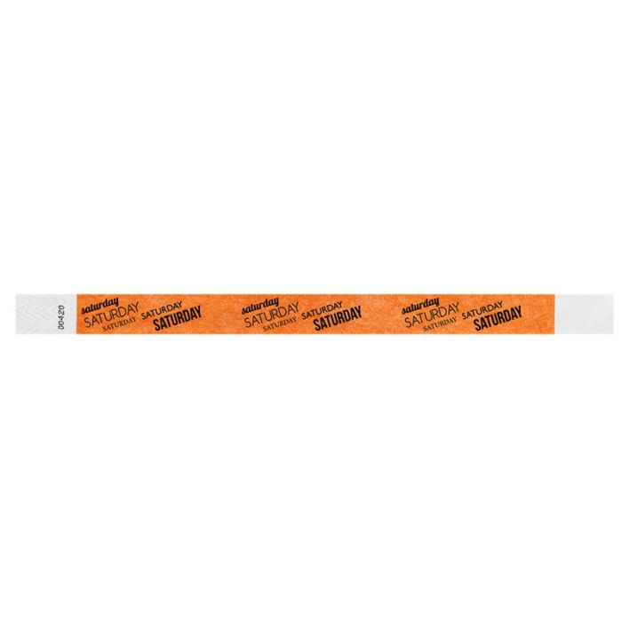 Saturday Adult Tyvek Weekday Wristband, 10" x 3/4" main product photo