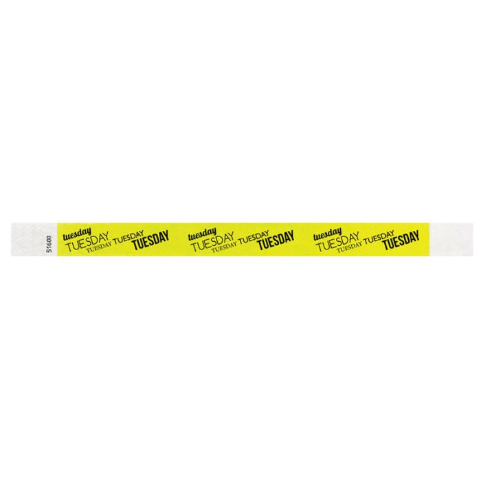 Tuesday Adult Tyvek Weekday Wristband, 10" x 3/4" main product photo