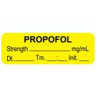 Anesthesia Label, Propofol mg/mL Date Time Initial, 1-1/2" x 1/2"