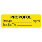 Anesthesia Label, Propofol mg/mL, 1-1/2" x 1/2"