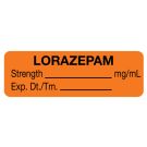 Anesthesia Label, Lorazepam mg/mL, 1-1/2" x 1/2"