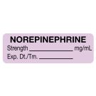 Anesthesia Label, Norepinephrine mg/mL, 1-1/2" x 1/2"