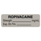 Anesthesia Label, Ropivacaine mg/mL, 1-1/2" x 1/2"