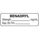 Anesthesia Label, Benadryl mg/mL, 1-1/2" x 1/2"