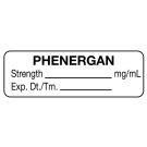 Anesthesia Label, Phenergan mg/mL, 1-1/2" x 1/2"