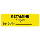 Anesthesia Label, Ketamine 1 mg/mL, 1-1/2" x 1/2"