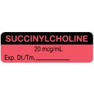 Anesthesia Label, Succinylcholine 20 mg/mL, 1-1/2" x 1/2"