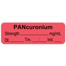 Anesthesia Label, Pancuronium mg/mL Date Time Initial, 1-1/2" x 1/2"