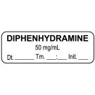 Anesthesia Label, Diphenhydramine 50 mg/mL Date Time Initial, 1-1/2" x 1/2"
