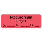 Anesthesia Label, Rocuronium 10 mg/mL Date Time Initial, 1-1/2" x 1/2"