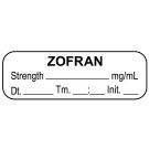 Anesthesia Label, Zofran mg/mL Date Time Initial, 1-1/2" x 1/2"