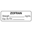 Anesthesia Label, Zofran, 1-1/2" x 1/2"