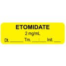 Anesthesia Label, Etomidate 2mg/mL Date Time Initial, 1-1/2" x 1/2"