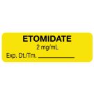Anesthesia Label, Etomidate 2 Mg/mL, 1-1/2" x 1/2"