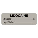 Anesthesia Label, Lidocaine %, 1-1/2" x 1/2"