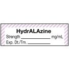 Anesthesia Label, Hydralazine mg/mL, 1-1/2" x 1/2"