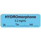 Anesthesia Label, Hydromorphone 0.2mg/mL Date Time Initial, 1-1/2" x 1/2"