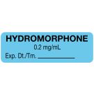 Anesthesia Label, Hydromorphone 0.2mg/mL, 1-1/2" x 1/2"