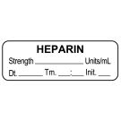 Anesthesia Label, Heparin Units/mL  DTI 1-1/2" x 1/2"