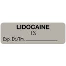 Anesthesia Label, Lidocaine 1%, 1-1/2" x 1/2"