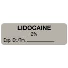 Anesthesia Label, Lidocaine 2%, 1-1/2" x 1/2"