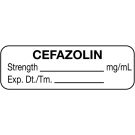 Anesthesia Label, Cefazolin mg/mL, 1-1/2" x 1/2"
