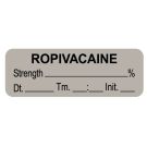 Anesthesia Label, Ropivacaine  % Date Time Initial, 1-1/2" x 1/2"