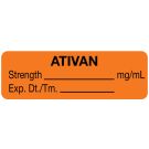 Anesthesia Label, Ativan mg/mL, 1-1/2" x 1/2"