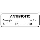 Anesthesia Label, Antibiotic mg/mL Date Time Initial, 1-1/2" x 1/2"