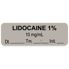 Anesthesia Label, Lidocaine 1% 10 mg/mL Date Time Initial, 1-1/2" x 1/2"