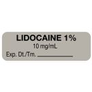 Anesthesia Label, Lidocaine 1%  10 mg/mL, 1-1/2" x 1/2"