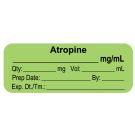 Anesthesia Label, Atropine, 2" x 3/4"