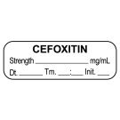 Anesthesia Label, CEFOXITIN mg/mL Date Time Initial, 1-1/2" x 1/2"
