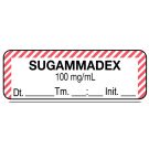 Anesthesia Label, SUGAMMADEX 100 mg/mL Date Time Initial, 1-1/2" x 1/2"