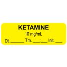 Anesthesia Label, Ketamine 10mg/mL Date Time Initial, 1-1/2" x 1/2"