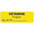 Anesthesia Label, Ketamine 10mg/mL, 1-1/2" x 1/2"