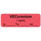Anesthesia Label, Vecuronium 1mg/mL Date Time Initial, 1-1/2" x 1/2"