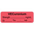 Anesthesia Label, Vecuronium  mg/mL Date Time Initial, 1-1/2" x 1/2"