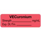 Anesthesia Label, VECuronium mg/mL, 1-1/2" x 1/2"
